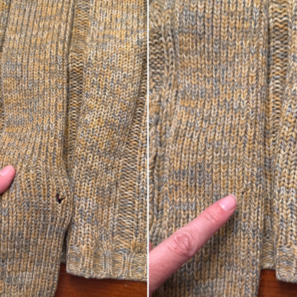 Sweater Bee Banff ltd Vintage knit gray gold cardigan belted cable grannycore - Picture 11 of 11